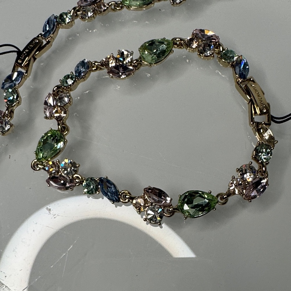 Givenchy Gold Bracelet with Green, Blue, and Pink Gemstones